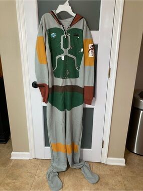 Star Wars Mens Boba Fett Hooded Union Suit Onesie Pajamas -L-Jumpin Jammerz NWT